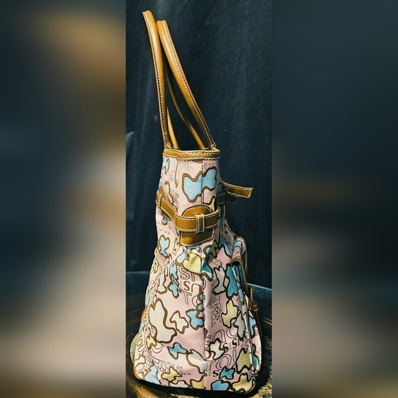 Tous Handbag Bag Tote Kaos Leather Multicolor Multi Bear Patchwork Logo LTD ED - Picture 5 of 15